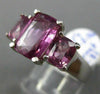 LARGE AAA GIA CERTIFIED PURPLE SAPPHIRE 18KT WHITE GOLD 3 STONE ENGAGEMENT RING