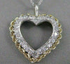 ESTATE DIAMOND 14KT WHITE & YELLOW GOLD ROPE FILIGREE OPEN HEART PENDANT #20123
