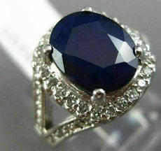 ESTATE 3.33CT DIAMOND & AAA SAPPHIRE 14KT GOLD 3D OVAL FILIGREE ENGAGEMENT RING