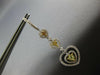 1.86CT WHITE & FANCY YELLOW DIAMOND 18K 2 TONE GOLD MULTI HEART HANGING EARRINGS
