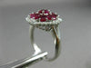 ESTATE LARGE 1.80CT DIAMOND & AAA RUBY 18KT WHITE GOLD 3D HALO FLOWER LOVE RING