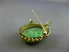 ANTIQUE AAA JADE 14KT YELLOW GOLD 3D HANDCRAFTED OVAL FLOWER FILIGREE PIN BROOCH