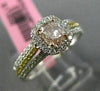 ESTATE GIA .86CT DIAMOND 18K TRI COLOR GOLD SQUARE FILIGREE HALO ENGAGEMENT RING