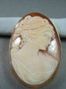 ANTIQUE 14K YELLOW GOLD LADY SHELL CAMEO 54MM X 40MM PENDANT PIN #21879