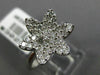 ESTATE .74CT ROUND DIAMOND 18K WHITE GOLD 3D FLOWER STAR OF DAVID PAVE LOVE RING