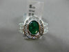 ESTATE 2.19CT DIAMOND & EMERALD 18K WHITE GOLD OVAL FLOWER BEZEL ENGAGEMENT RING