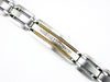 ESTATE .27CT DIAMOND 14KT YELLOW GOLD & STAINLESS STEEL CHANNEL MEN'S BRACELET