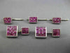 ESTATE LARGE 5.0CT AAA PINK RUBY 14KT WHITE GOLD SQUARE SHIRT STUD CUFFLINK SET