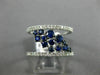 ESTATE WIDE .98CT DIAMOND & AAA SAPPHIRE 14K WHITE GOLD CLUSTER ANNIVERSARY RING