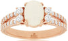 1.55CT DIAMOND & AAA OPAL 14KT ROSE GOLD 3D CLASSIC OVAL & ROUND ENGAGEMENT RING