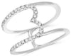 ESTATE .20CT DIAMOND 14KT WHITE GOLD 3D DOUBLE BAR HEART LOVE RING