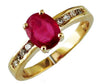 1.08CT DIAMOND & AAA RUBY 14KT YELLOW GOLD OVAL & ROUND CHANNEL ENGAGEMENT RING