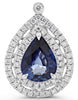 1.77CT DIAMOND & AAA SAPPHIRE 14KT WHITE GOLD 3D PEAR SHAPE DOUBLE HALO PENDANT