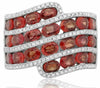 ESTATE WIDE 5.15CT DIAMOND & AAA ORANGE SAPPHIRE 14K WHITE GOLD ANNIVERSARY RING