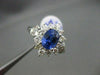 ANTIQUE LARGE 2.96CT DIAMOND & AAA SAPPHIRE 18K WHITE GOLD CLUSTER RING STUNNING