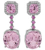 LARGE 50.65CT DIAMOND & AAA PINK SAPPHIRE & KUNZITE 18KT WHITE GOLD FUN EARRINGS