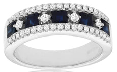 1.32CT DIAMOND & AAA SAPPHIRE 14KT WHITE GOLD PRINCESS & ROUND ANNIVERSARY RING