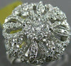 ESTATE LARGE 1.47CT DIAMOND 18K WHITE GOLD CLASSIC FLOWER HEART SHAPED LOVE RING