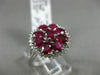 ESTATE LARGE 1.80CT DIAMOND & AAA RUBY 18KT WHITE GOLD 3D HALO FLOWER LOVE RING