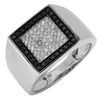 .72CT WHITE & BLACK DIAMOND 14KT WHITE & BLACK GOLD 3D CLASSIC SQUARE MEN'S RING