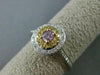 ESTATE GIA .43CT DIAMOND 18K TRI COLOR GOLD DOUBLE HALO FILIGREE ENGAGEMENT RING