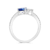 1.01CT DIAMOND & AAA SAPPHIRE 14KT WHITE GOLD PEAR SHAPE & ROUND SOLITAIRE RING