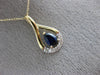 ESTATE .61CT DIAMOND & AAA SAPPHIRE 14K YELLOW GOLD 3D CLASSIC TEAR DROP PENDANT