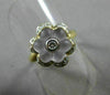 ANTIQUE WIDE .20CT DIAMOND & AAA WHITE QUARTZ 18K 2 TONE GOLD FLOWER RING #21715