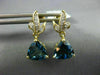 4.10CT DIAMOND & AAA LONDON BLUE TOPAZ 14K 2 TONE GOLD TRILLION HANGING EARRINGS