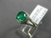 ESTATE 1.39CT DIAMOND & AAA COLOMBIAN EMERALD 14KT WHITE GOLD 3D ENGAGEMENT RING