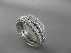 ANTIQUE WIDE 2.55CTW DIAMOND ROUND EMERALD 14KT WHITE GOLD ETERNITY RING #19610