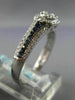 LARGE .53CT DIAMOND & SAPPHIRE 14KT WHITE GOLD 3D SQUARE CLUSTER FRIENDSHIP RING