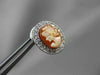 ESTATE SMALL .27CT DIAMOND & LADY CAMEO 14K WHITE GOLD FILIGREE CLIP ON EARRINGS