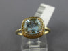 ESTATE 1.44CT DIAMOND & AAA AQUAMARINE 14KT YELLOW GOLD 3D HALO ENGAGEMENT RING