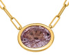 2.05CT AAA PINK SAPPHIRE 14KT YELLOW GOLD 3D OVAL SOLITAIRE BEZEL LOVE NECKLACE