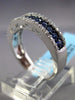 ESTATE .86CT DIAMOND & SAPPHIRE 14KT WHITE GOLD 3 ROW WEDDING ANNIVERSARY RING