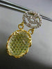 ESTATE LARGE 2.62CT DIAMOND & TOPAZ 18KT TWO TONE GOLD 3D OVAL FLOATING EARRINGS