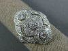 ANTIQUE WIDE .42CT DIAMOND 14KT WHITE GOLD 3D 3 STONE HALO FILIGREE RING #1330