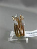 ESTATE .16CT DIAMOND 18KT WHITE & ROSE GOLD 3D MULTI ROW CRISS CROSS MESH RING