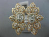 ESTATE LARGE 1.70CT ROUND & BAGUETTE DIAMOND 14KT WHITE & ROSE GOLD FLOWER RING