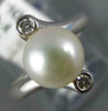ESTATE .08CT DIAMOND & AAA SOUTH SEA PEARL 18K WHITE GOLD CRISS CROSS RING #1010