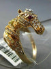 LARGE .96CT WHITE & FANCY YELLOW DIAMOND & AAA RUBY 18KT ROSE GOLD 3D HORSE RING