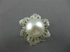 ESTATE EXTRA LARGE 1.40CT DIAMOND & SOUTH SEA PEARL18K WHITE GOLD 3D FLOWER RING