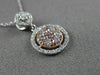 ESTATE .36CT WHITE & PINK DIAMOND 14KT WHITE & ROSE GOLD 3D HALO CLUSTER PENDANT