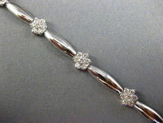 ESTATE LONG 1.40CT DIAMOND 14KT WHITE GOLD 3D FLOWER BY THE YARD TENNIS BRACELET