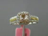 ESTATE GIA .86CT DIAMOND 18K TRI COLOR GOLD SQUARE FILIGREE HALO ENGAGEMENT RING