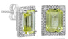 3.08CT DIAMOND & AAA LEMON QUARTZ 14KT WHITE GOLD EMERALD CUT & ROUND EARRINGS