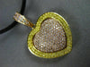 LARGE .80CT WHITE & FANCY YELLOW DIAMOND 18K WHITE & ROSE GOLD 3D HEART PENDANT