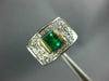ANTIQUE WIDE 1.25CT DIAMOND & AAA EMERALD 14KT 2 TONE GOLD ENGAGEMENT RING #2008
