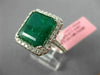 ESTATE LARGE 3.93CT DIAMOND & AAA EMERALD 18KT WHITE GOLD SQUARE ENGAGEMENT RING
